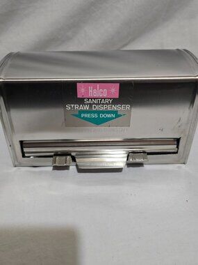 Vtg HALCO SS Sanitary Straw Dispenser - STANDARD STRAWS